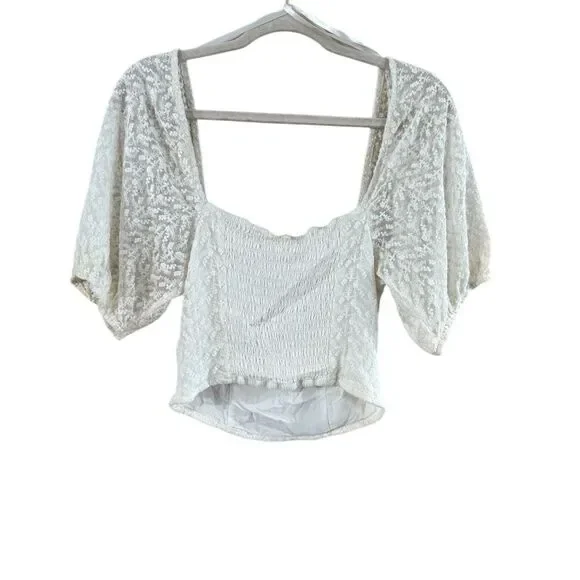 Louna Rent The Runway White Puff Sleeve Crop Top - Picture 4 of 10